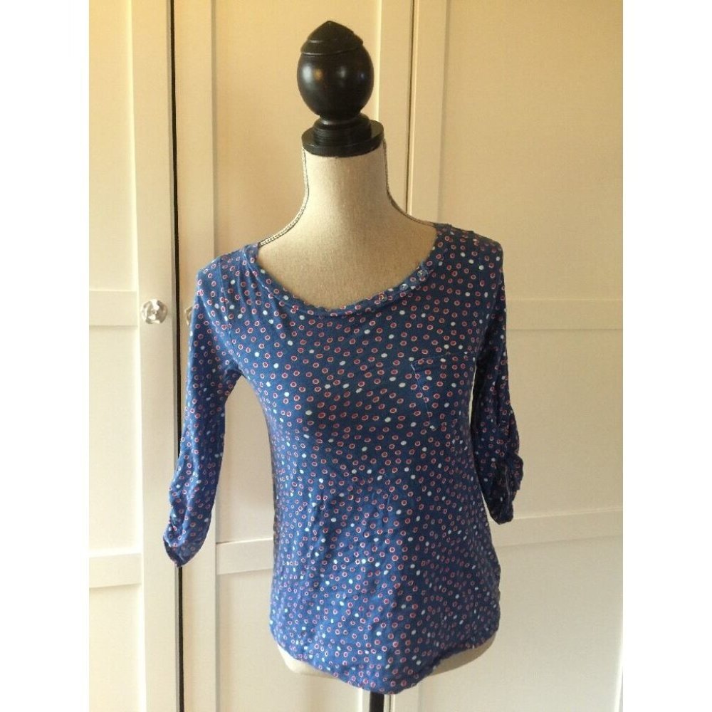 Anthropologie Postmark Blue Polka Dot Long Sleeve
